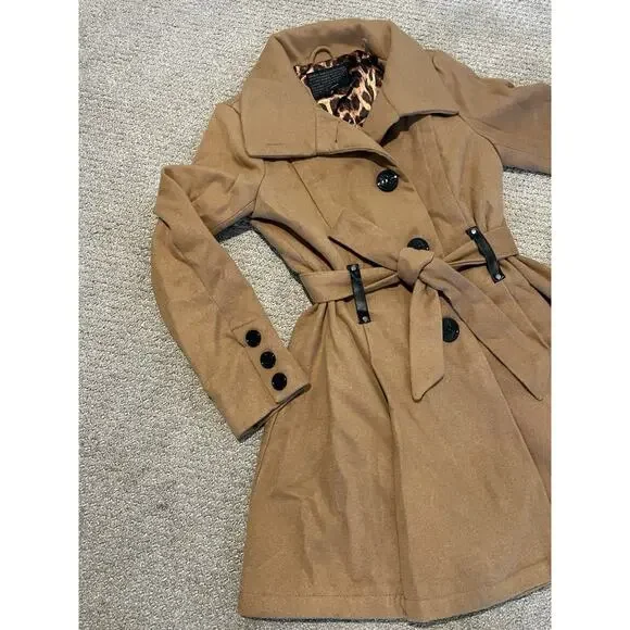 STEVE MADDEN BELTED SKIRTED COAT, S - Picture 2 of 4